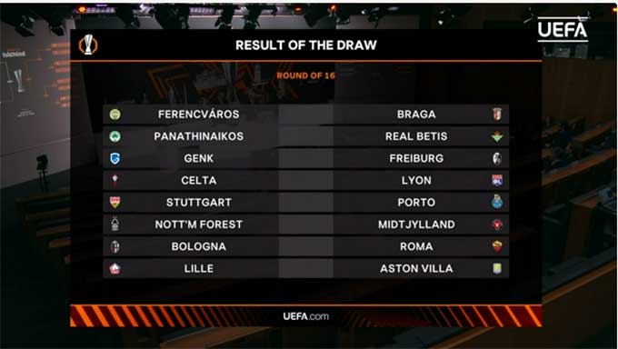 Kết quả bốc thăm vòng 1/8 Europa League 2025/26: Gà nhà đá nhau