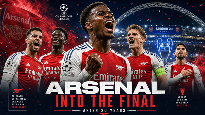 Arsenal vào chung kết Champions League sau 20 năm với thành tích bất bại