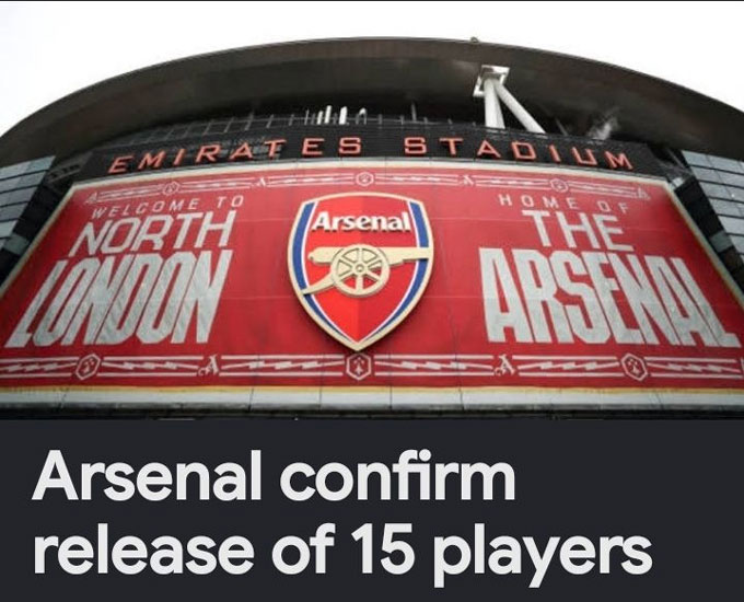 Arsenal công bố danh sách thanh lý 15 cầu thủ