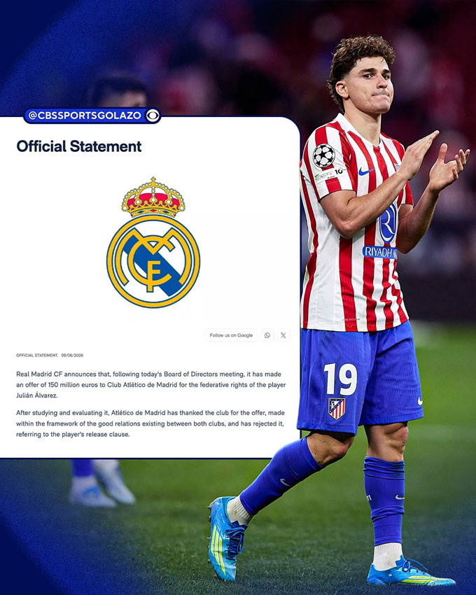Real Madrid hỏi mua Alvarez giá 150 triệu euro, Atletico đòi 500 triệu